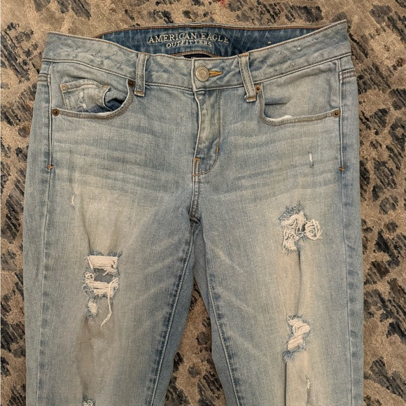 American Eagle Distressed Mid-High Rise Stretch Skinny Jeans: 10 - Picture 5 of 7